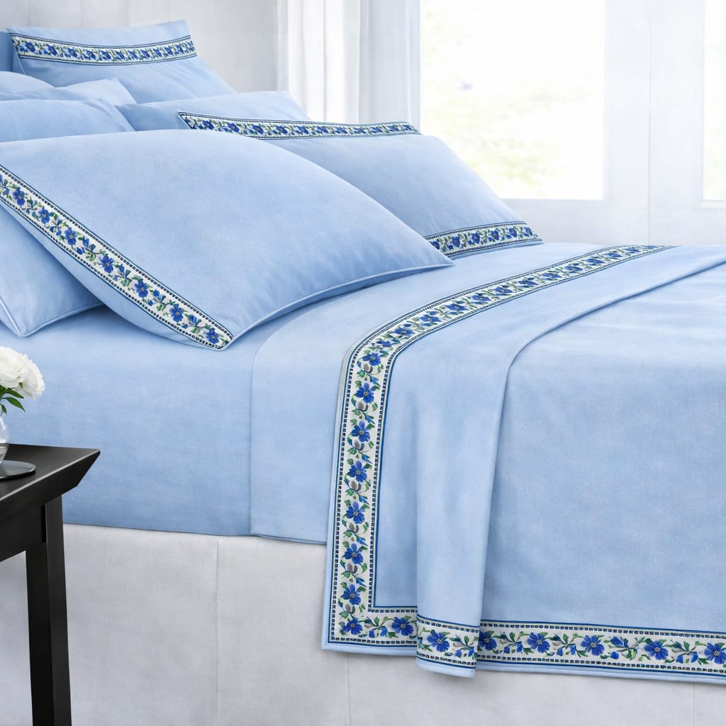 100% Cotton Plain Border Topsheet for Single Bed | Pack of 2