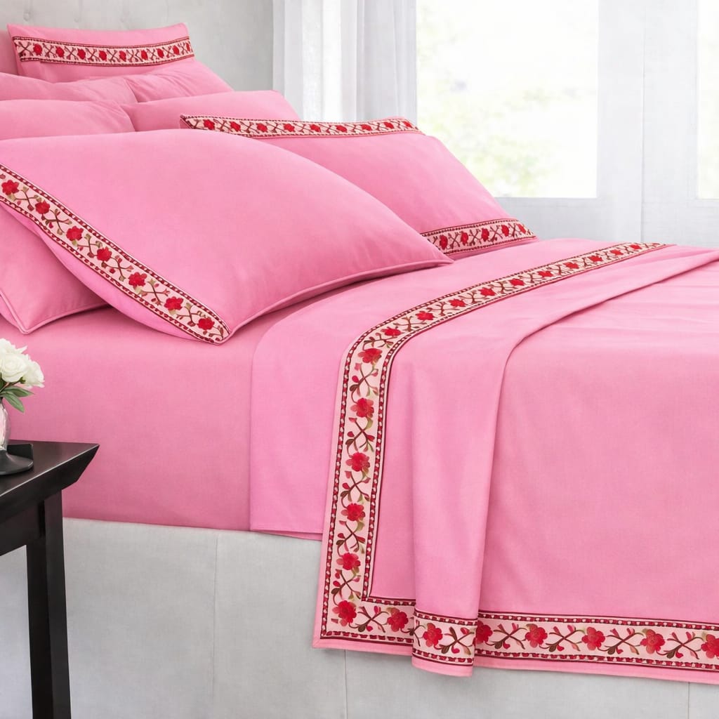 100% Cotton Plain Border Topsheet for Single Bed | Pack of 2