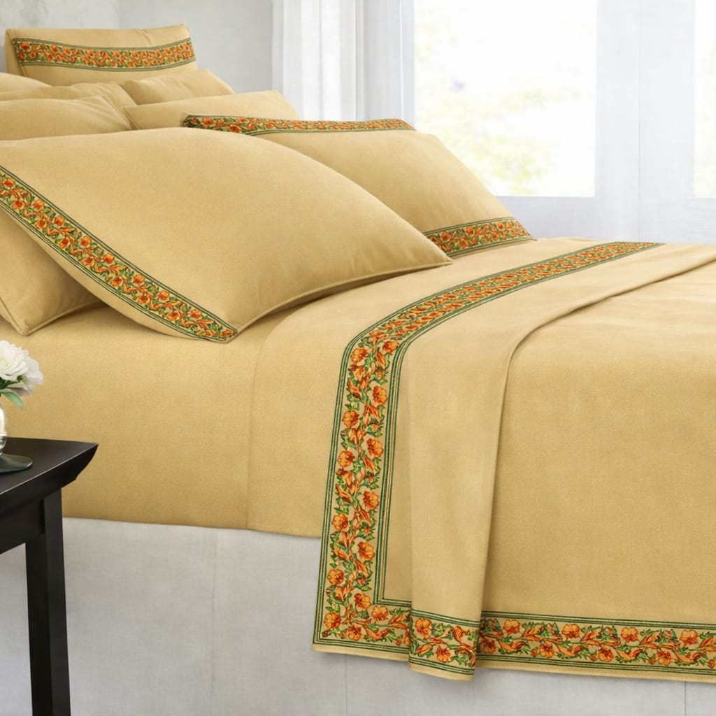 100% Cotton Plain Border Topsheet for Single Bed | Pack of 2